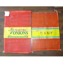 Sacos de malha PP Leno com etiqueta para cebolas patatoes e lenha